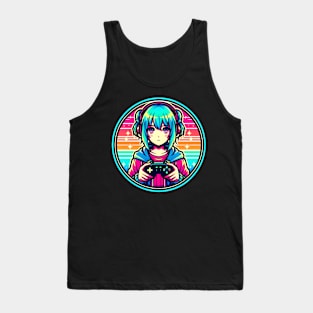 Gamer girl neon colorful Tank Top